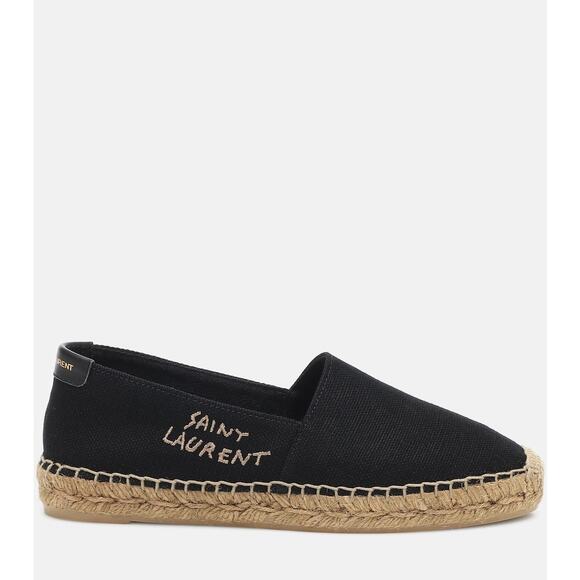 Saint Laurent Logo-Stitched Men’s Espadrilles in Canvas Sz 44EU/11US Black - Picture 1 of 13